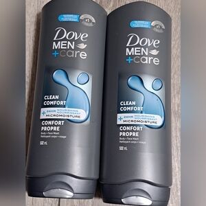 2 New Dove Men+Care Clean Comfort Body and Face Wash. 532ml